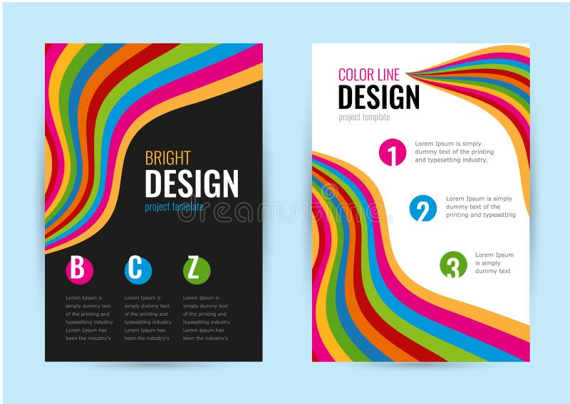 Bright leaflet with bright rainbow line on white and black background. Abstract vector vertical banners color line. vector illustration