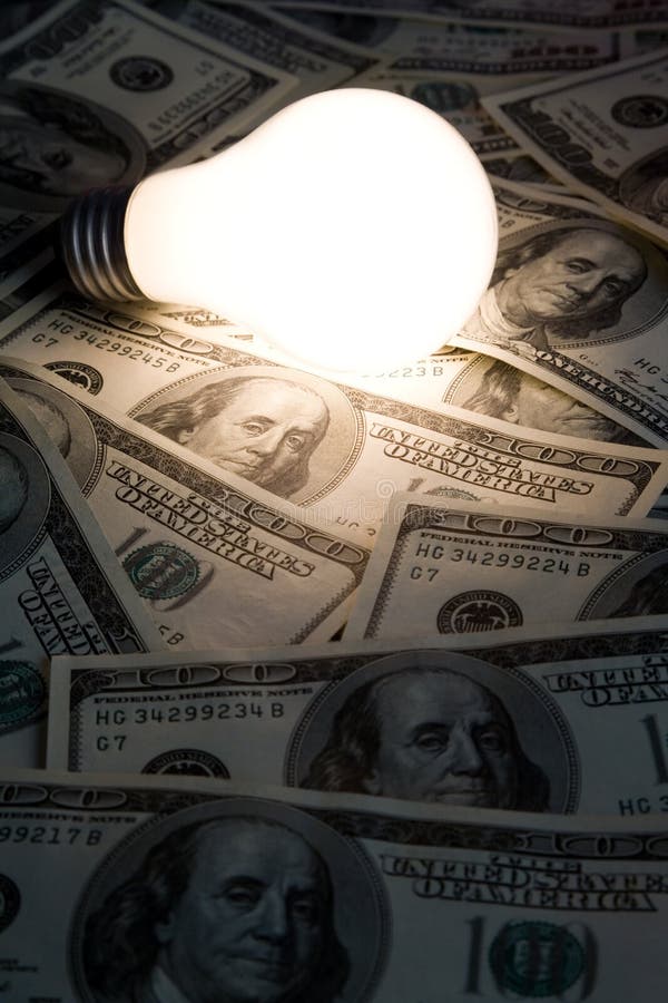 Bright Light Bulb and Dollar Stock Image Image of light, dollar 10709533