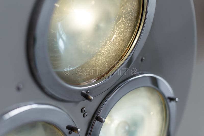 Bright light from the operating lamp. Modern medical equipment. Close-up. royalty free stock image Bright light from the operating lamp. Modern medical equipment. Close-up. royalty free stock image