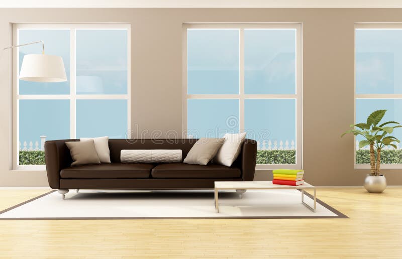 Bright living room stock illustration. Illustration of contemporary