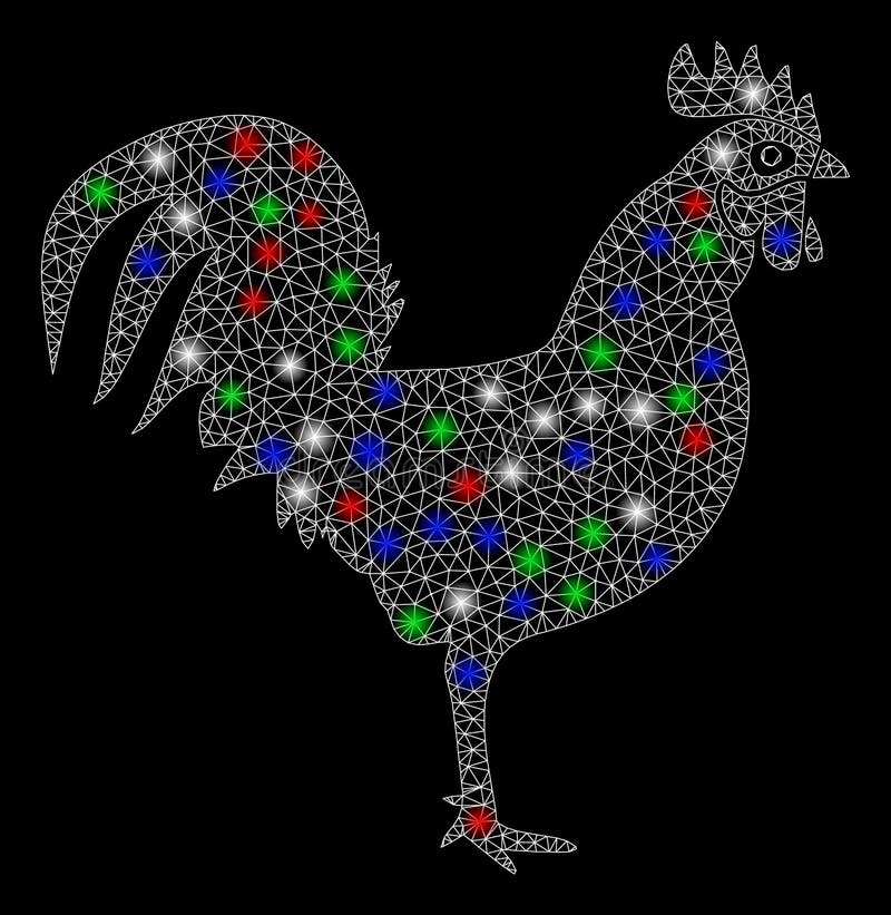 Bright Mesh 2D Cock with Light Spots royalty free illustration