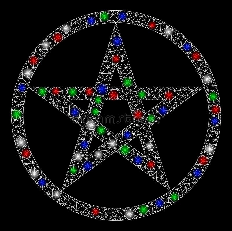 Bright Mesh 2D Star Pentacle with Flash Spots stock illustration