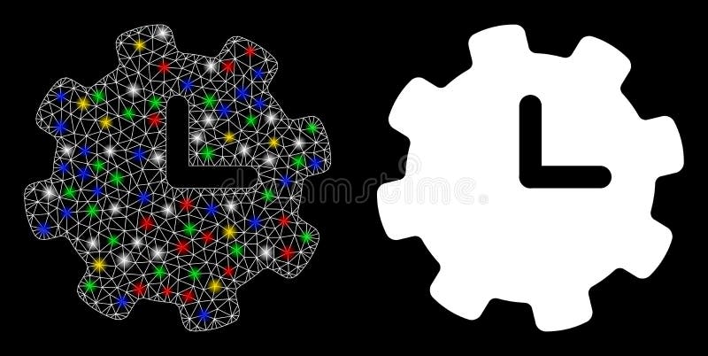 Bright Mesh 2D Time Settings Icon with Flare Spots royalty free illustration