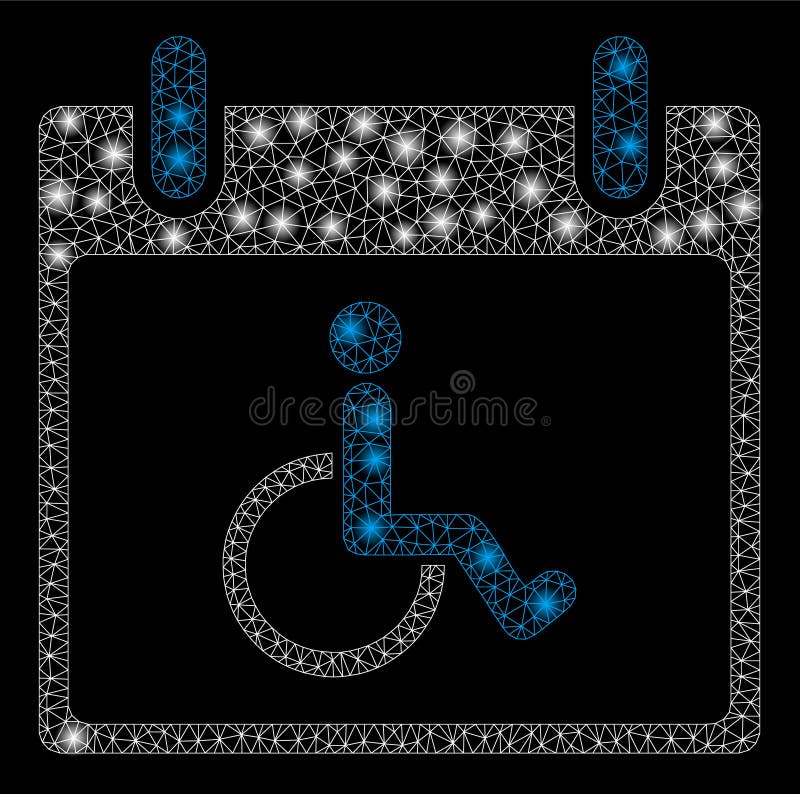 Bright Mesh Network Disabled Person Calendar Day with Flare Spots Stock
