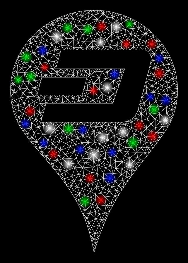 Bright Mesh Network Dashcoin Map Pointer with Light Spots stock illustration