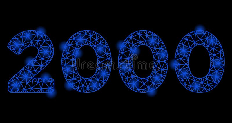 Bright Mesh Network 2000 Digits Text with Flare Spots stock illustration