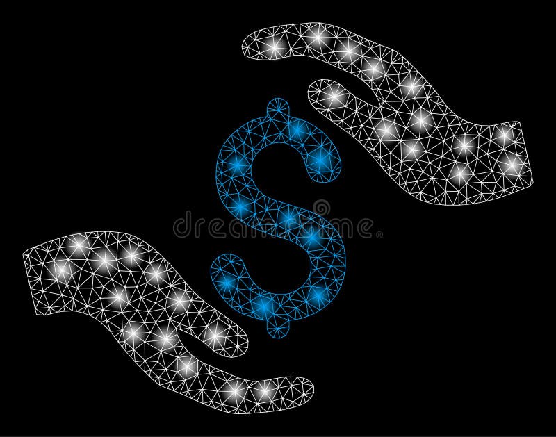 Bright Mesh Network Dollar Care Hands with Light Spots stock illustration
