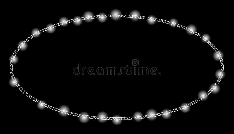 Bright Mesh Network Ellipse Frame with Flash Spots vector illustration