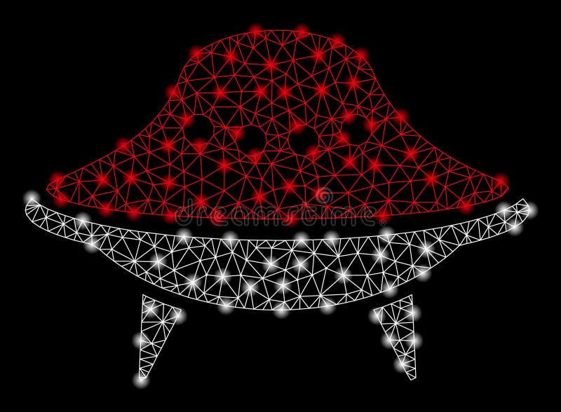 Bright Mesh Wire Frame Alien Spaceship with Light Spots stock illustration