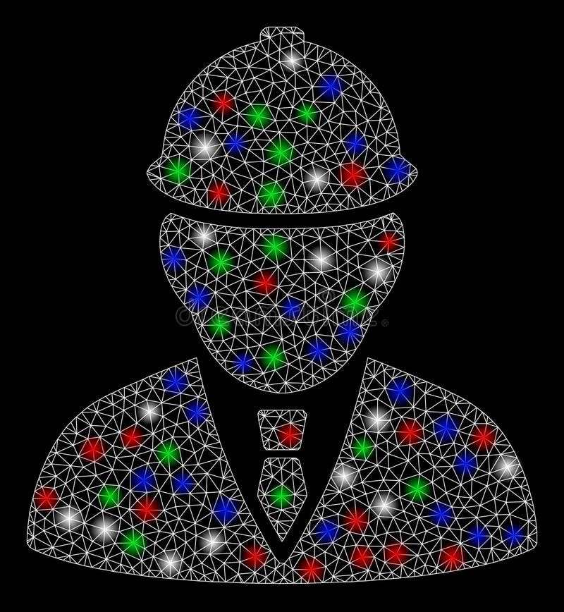 Bright Mesh Wire Frame Engineer with Flare Spots Stock Vector