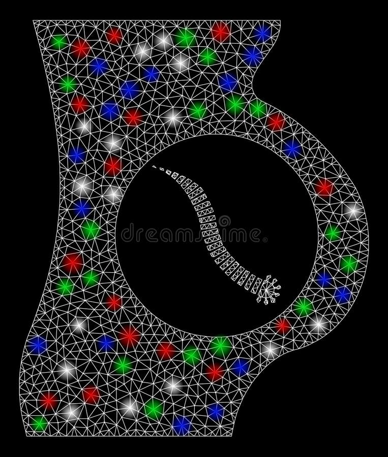 Bright Mesh Wire Frame Intestinal Parasite with Light Spots vector illustration