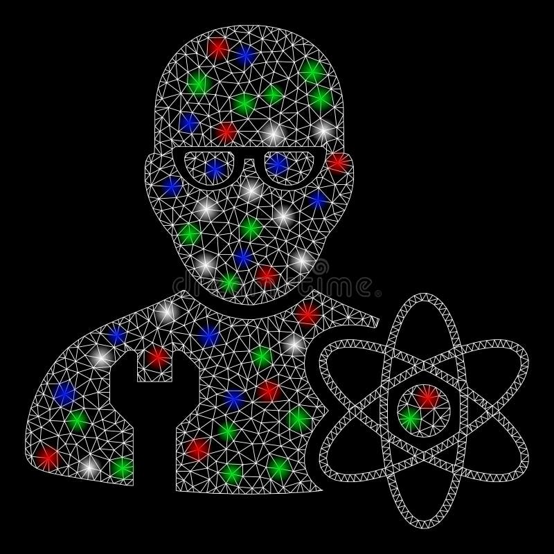 Bright Mesh Wire Frame Power Engineer with Flash Spots vector illustration