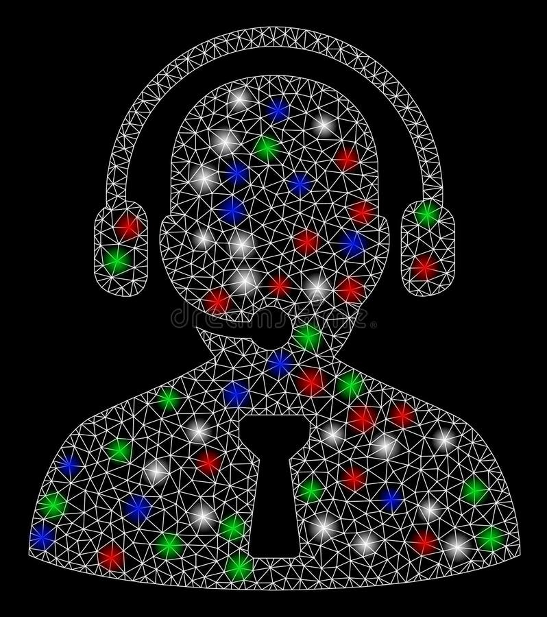 Bright Mesh Wire Frame Reception Operator with Light Spots vector illustration