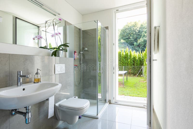 Bright modern bathroom with tiles royalty free stock photos Bright modern bathroom with tiles royalty free stock photos