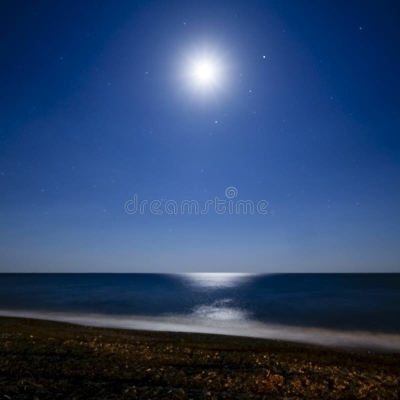 Bright Moon Reflected in the Water Stock Photo - Image of bright, ocean