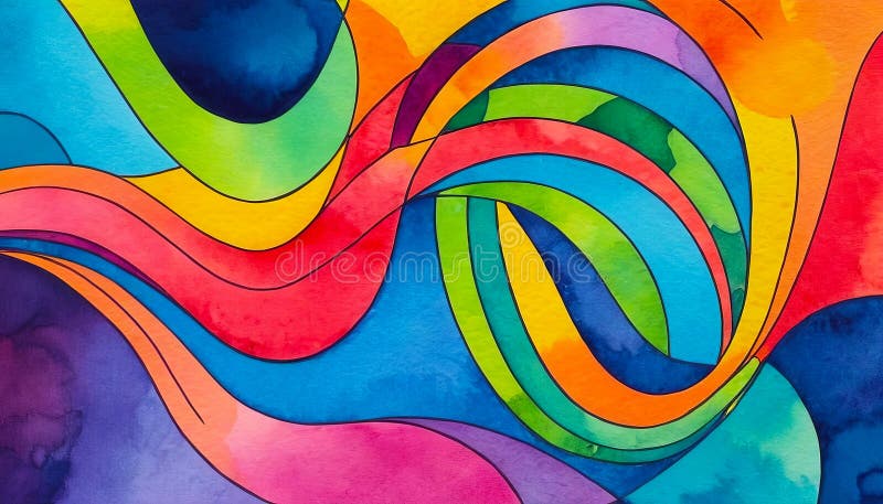 Bright multicolor wavy stripes, abstract background, colorful pattern stock illustration