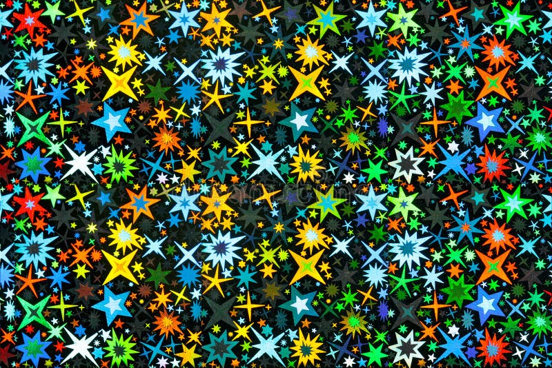 Bright Multicolored Stars on Black stock photos