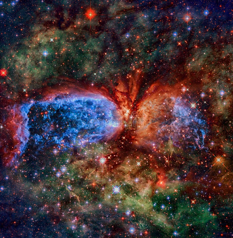 Bright Nebula With Stars In Outer Space. Stock Image - Image of glow