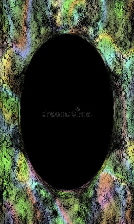 Bright neon vertical frame on black background, place for text, halloween,banner, rainbow border stock illustration