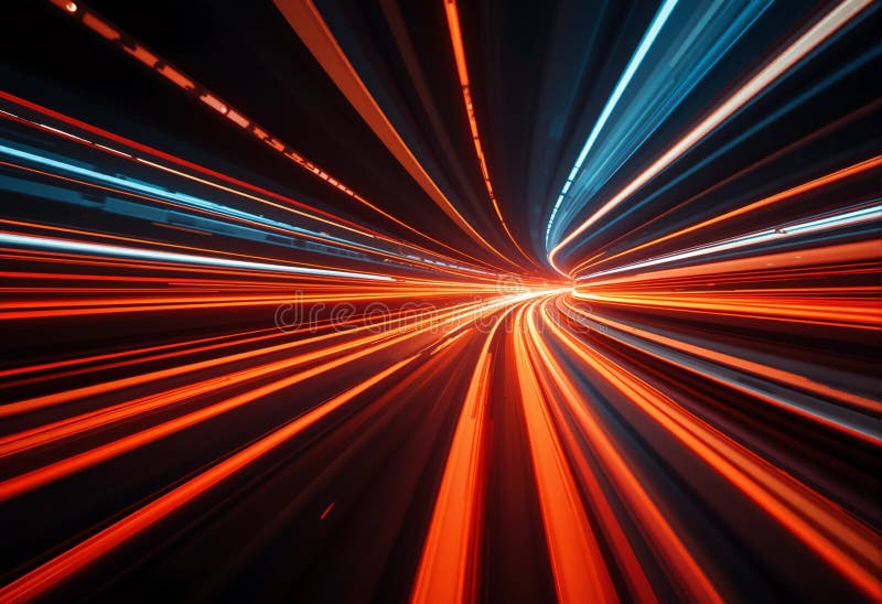 A bright orange and blue light streaking across the sky royalty free illustration