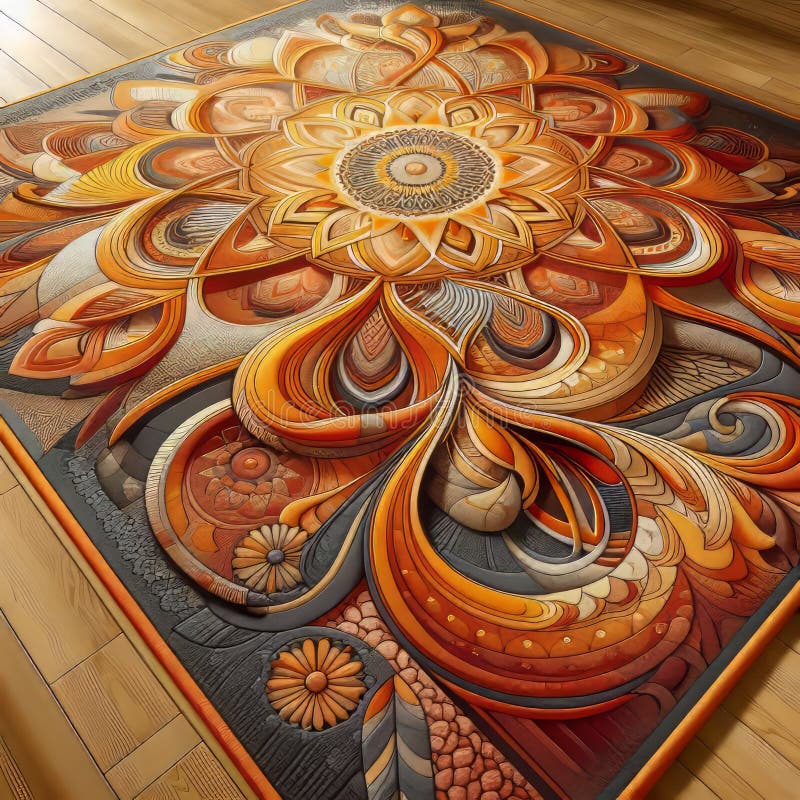 Bright orange carpet with a unique abstract desi strange old stock images