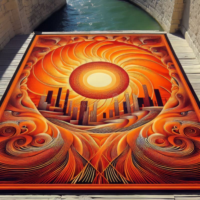 Bright orange carpet with a unique abstract desi new beautiful stock photography