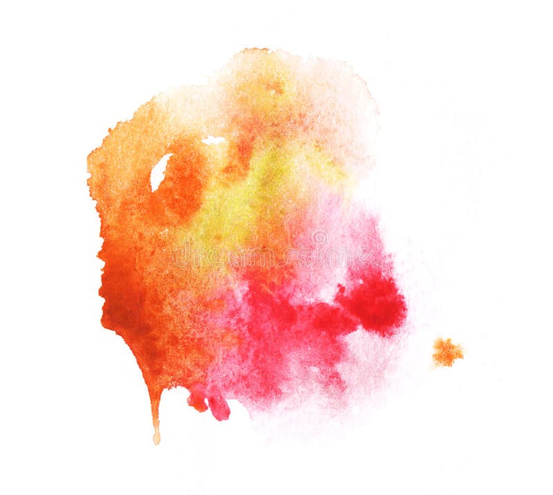 A bright orange formless watercolor blot silhouette