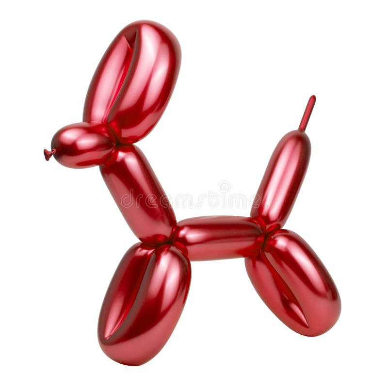 Bright Party Balloon Dog Figure Isolated on the White Background Stock