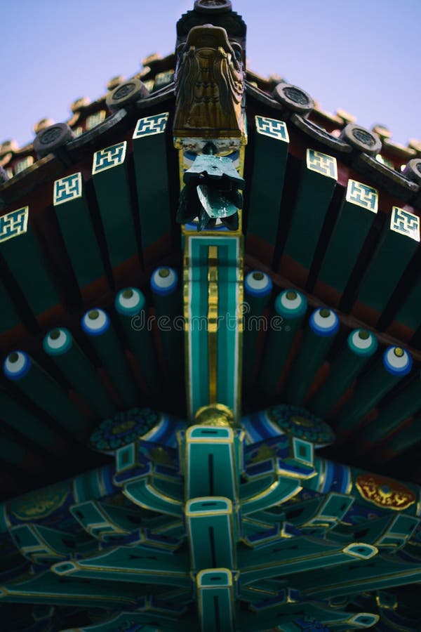 Bright patterned roof of the Buddhist monastery royalty free stock photo Bright patterned roof of the Buddhist monastery royalty free stock photo