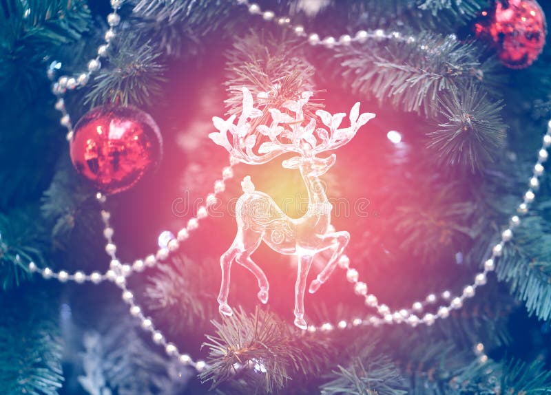Bright photo with toy reindeer royalty free stock image