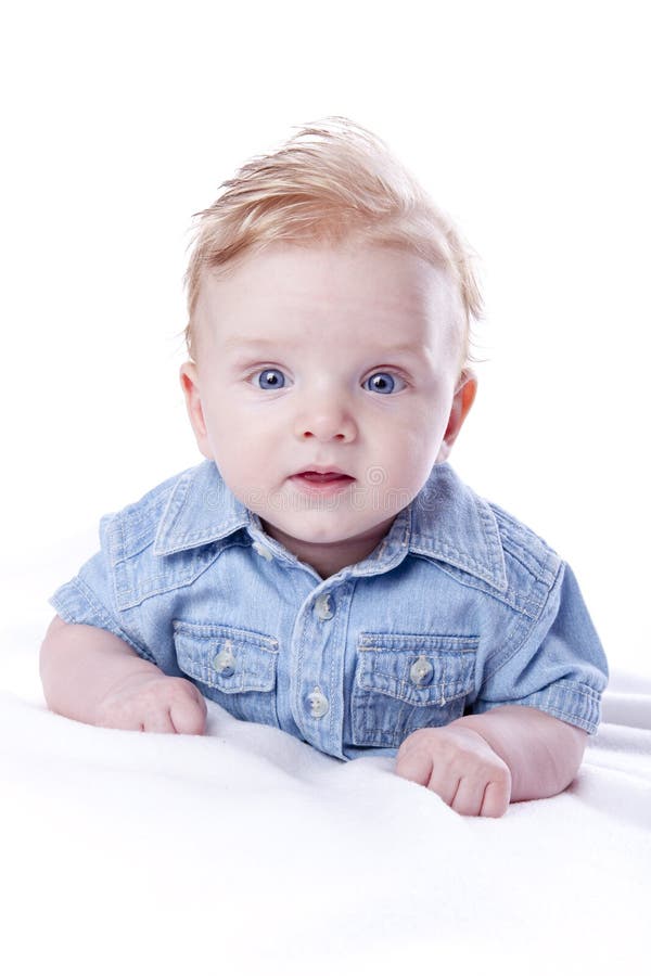 Bright Picture Of Baby Boy On White Stock Image - Image of innocent ...