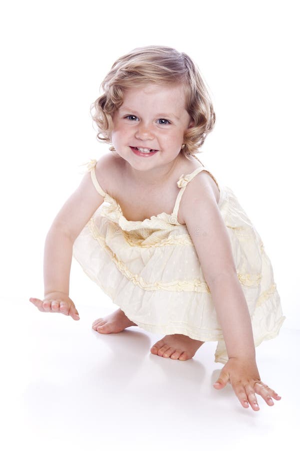 Bright picture of baby girl on white