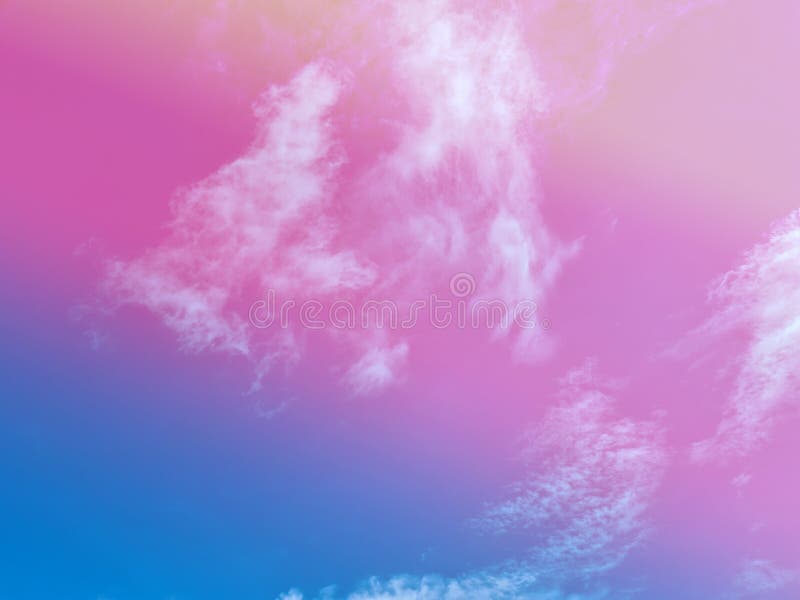 Pink and Blue Sky with Dense Clouds. Use for Bright Sweet Sky