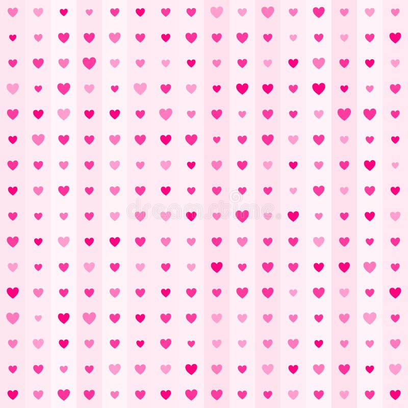 Bright pink hearts on pale blush pink background, seamless Valentines Day background