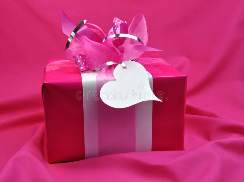 Bright Pink Valentine or Christmas Present stock photos Bright Pink Valentine or Christmas Present stock photos