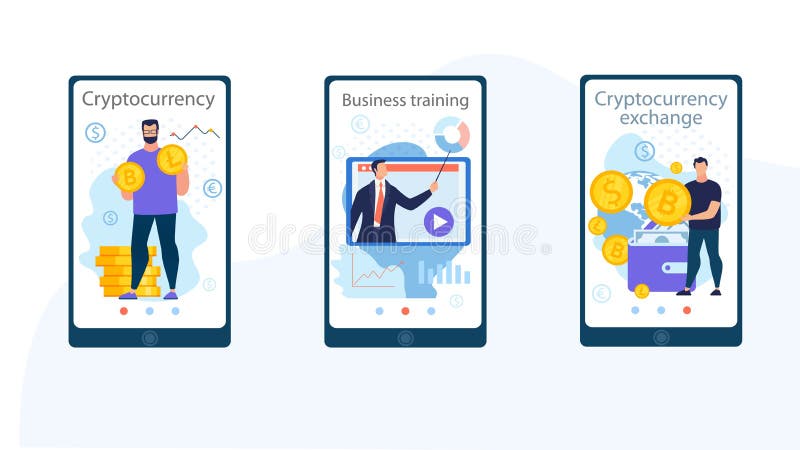 Bright Poster Inscriptie Cryptocurrency Flat instellen vector illustratie Bright Poster Inscriptie Cryptocurrency Flat instellen vector illustratie
