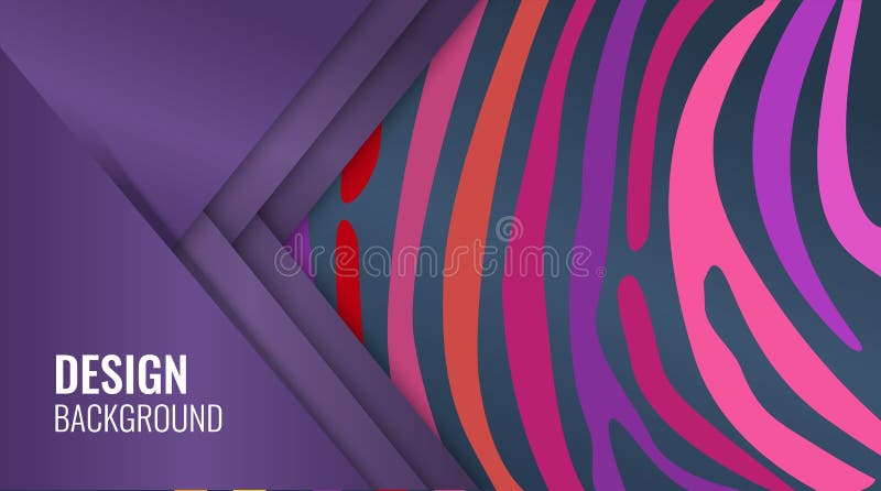 Bright purple horizontal abstract banner. Color lines on black backdrop. royalty free illustration