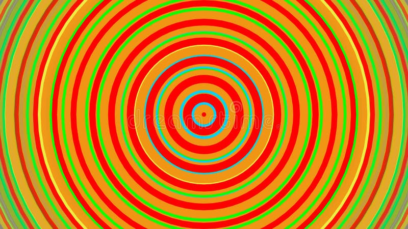 Bright rainbow concentric circles. Seamless loop smooth 3D animation. Abstract background