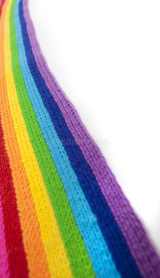 Bright rainbow knitted scarf