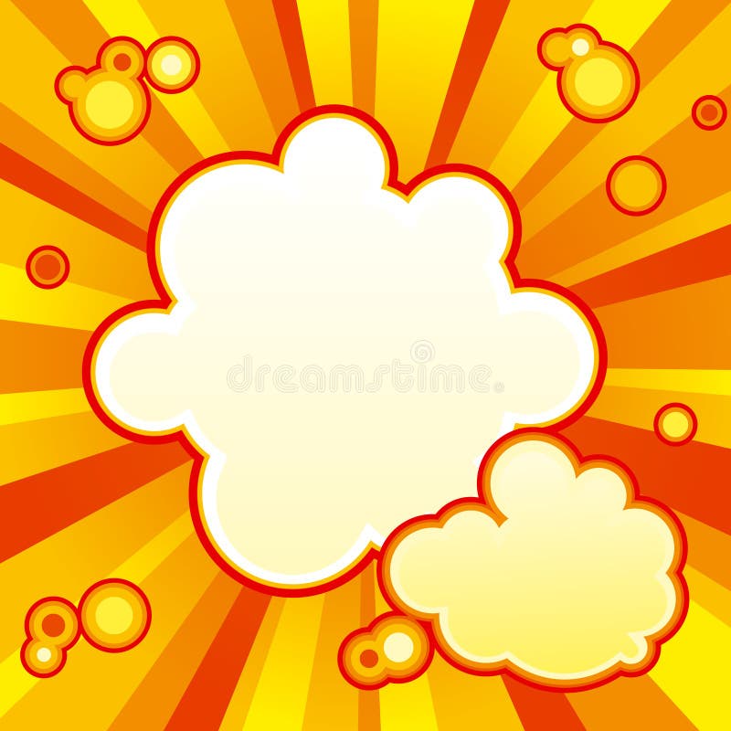 Bright background with rays and two cloud-shaped places for text. EPS8 vector. Bright clouds cloud vectors