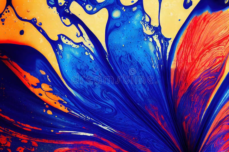 Bright Red and Blue Flowing and Splashing Paint Abstract Background