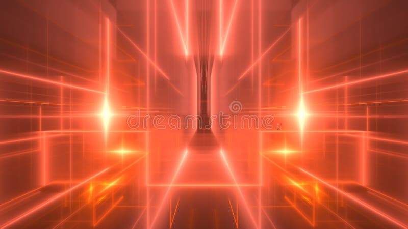Bright red light beams intersect and radiate from a central point, forming an intricate pattern. This vibrant display suggests a stock illustration