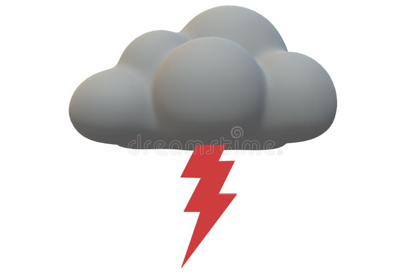 A Bright Red Lightning Bolt Symbol Growing Out of a Dark Grey Cloud Stock  Illustration - Illustration of death, background: 140746555