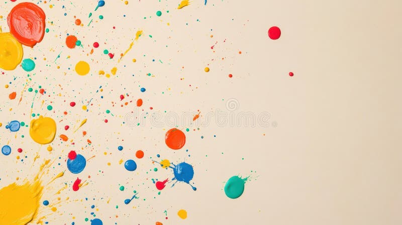 Bright round paint spots create a playful contrast on a light beige background, showcasing a minimal splash effect royalty free illustration