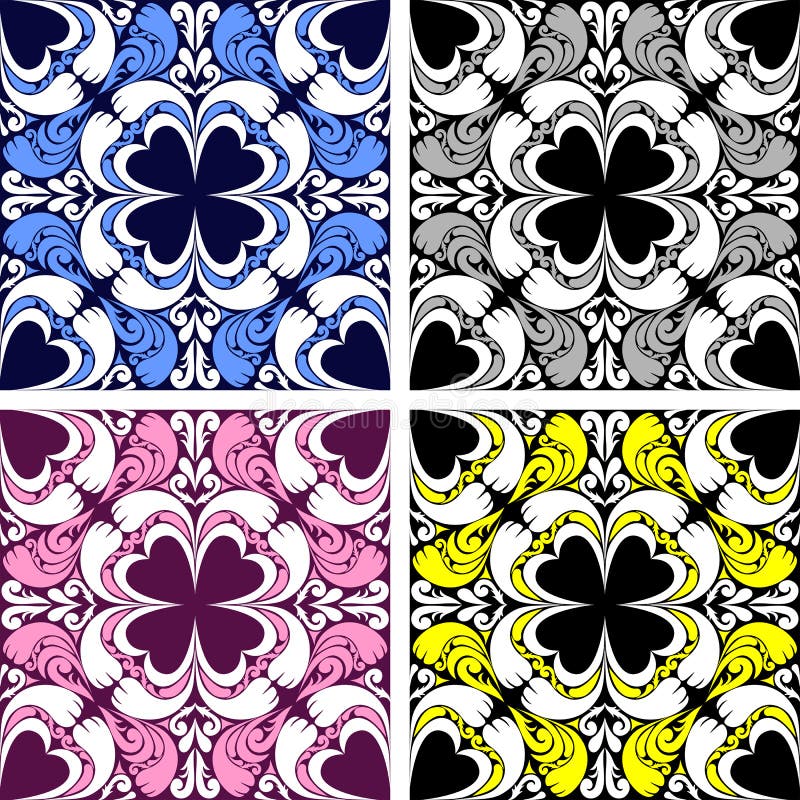 Bright seamless ornamental Pattern in four variants.