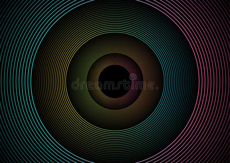 Bright shiny linear circles abstract futuristic tech background stock illustration