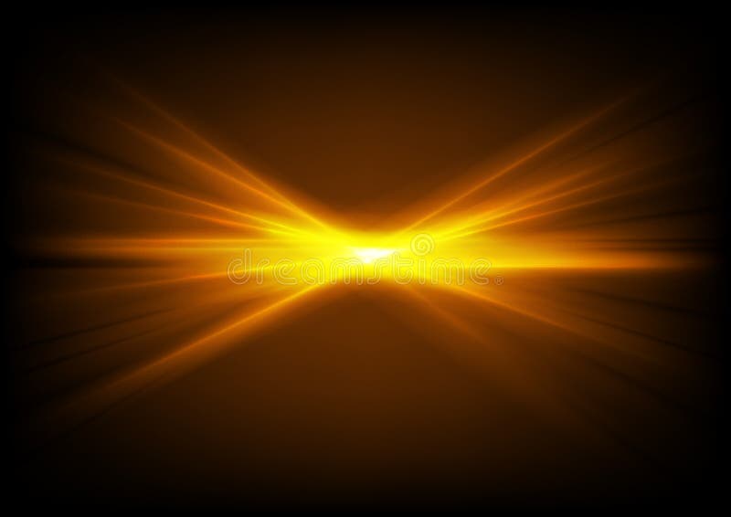 Bright shiny orange glowing laser beams vector illustration