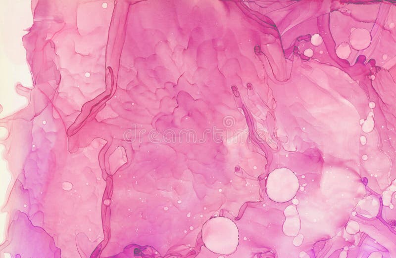 Bright soft pink alcohol ink abstract light background. Flow liquid watercolor paint splash texture effect illustration royalty free illustration