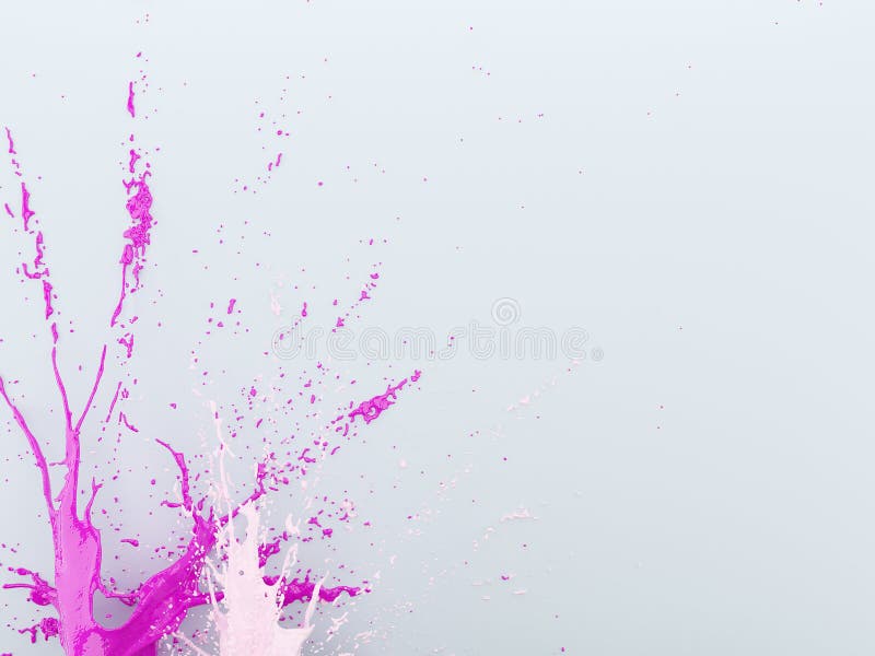 Bright Splashes of Pink and White Paint on a Light Background. 3D