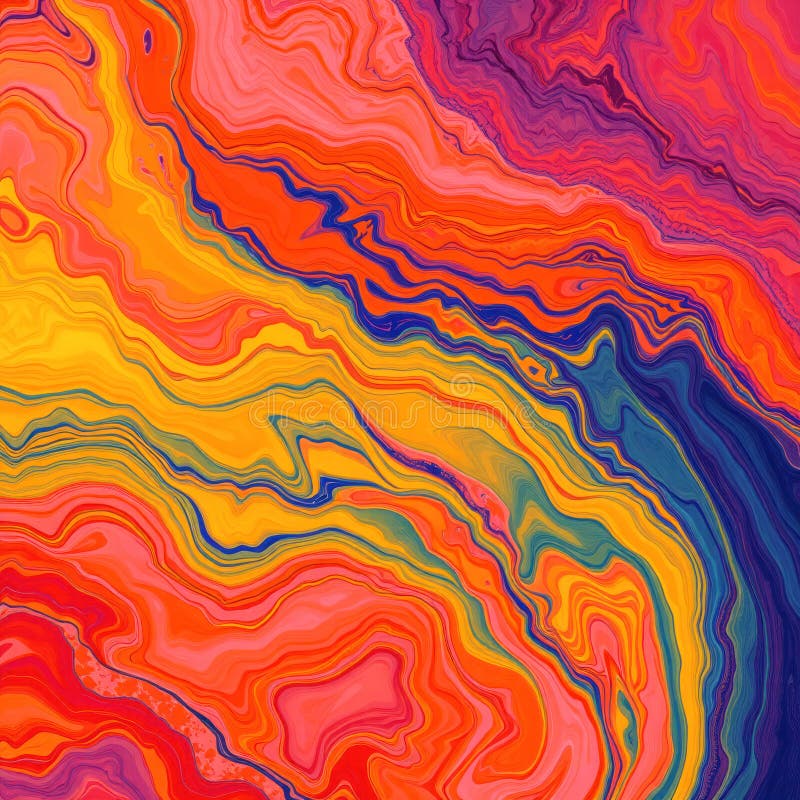 Bright streams of liquid paint create a deep abstract background with an emphasis on color and texture AI generated
